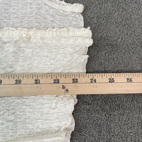 Nomadic Traders Fresco Top Womens XL White Smocked Button Front Boho Festival - Picture 7 of 8